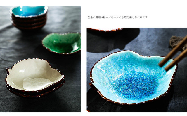 Naczynie ceramiczne podglazurowe w kształcie liścia - sosówki, przekąski, owoce, sushi, deser - Wianko - 7
