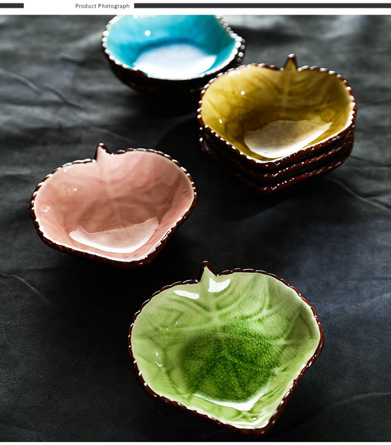 Naczynie ceramiczne podglazurowe w kształcie liścia - sosówki, przekąski, owoce, sushi, deser - Wianko - 1