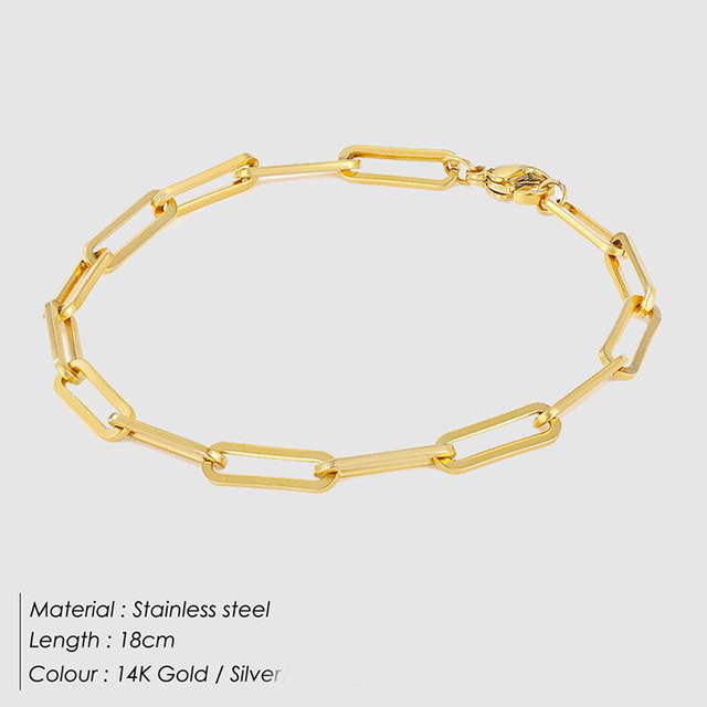 Minimalistyczny spinacz bransoletki Chic biżuteria złoty kolor prostokąt linki - Wianko - 9