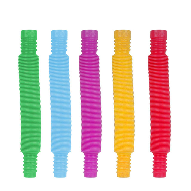 Zabawka do zgniatania - 5 kolorowych plastikowych rurek cewek magicznych, składane, edukacyjne Fidget Toy - Wianko - 1