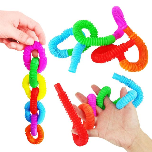 Zabawka do zgniatania - 5 kolorowych plastikowych rurek cewek magicznych, składane, edukacyjne Fidget Toy - Wianko - 9