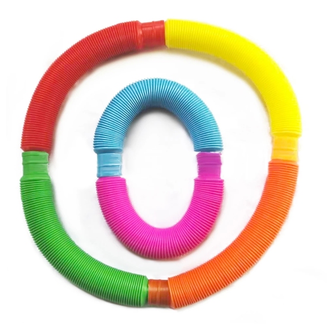 Zabawka do zgniatania - 5 kolorowych plastikowych rurek cewek magicznych, składane, edukacyjne Fidget Toy - Wianko - 3