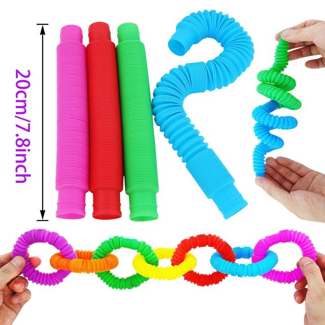 Zabawka do zgniatania - 5 kolorowych plastikowych rurek cewek magicznych, składane, edukacyjne Fidget Toy - Wianko - 5