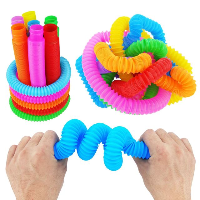 Zabawka do zgniatania - 5 kolorowych plastikowych rurek cewek magicznych, składane, edukacyjne Fidget Toy - Wianko - 7