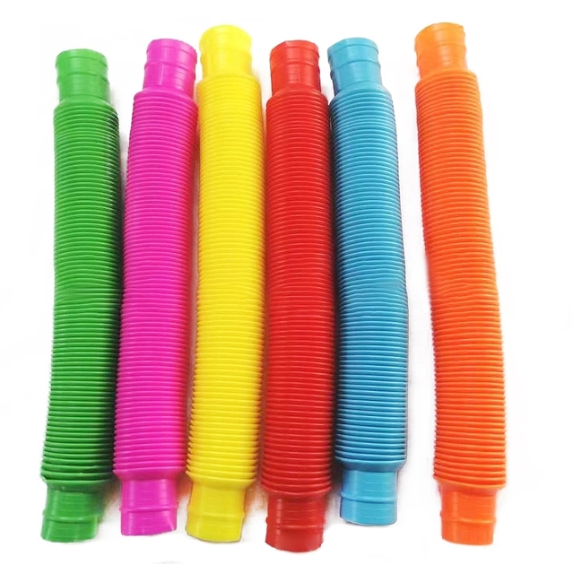 Zabawka do zgniatania - 5 kolorowych plastikowych rurek cewek magicznych, składane, edukacyjne Fidget Toy - Wianko - 4