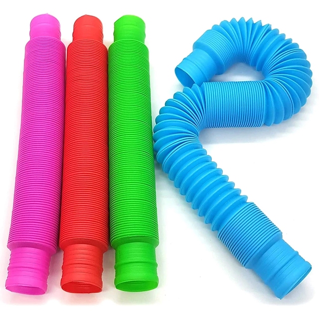 Zabawka do zgniatania - 5 kolorowych plastikowych rurek cewek magicznych, składane, edukacyjne Fidget Toy - Wianko - 2