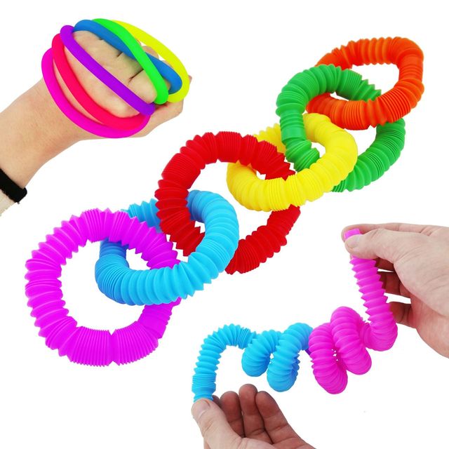 Zabawka do zgniatania - 5 kolorowych plastikowych rurek cewek magicznych, składane, edukacyjne Fidget Toy - Wianko - 6