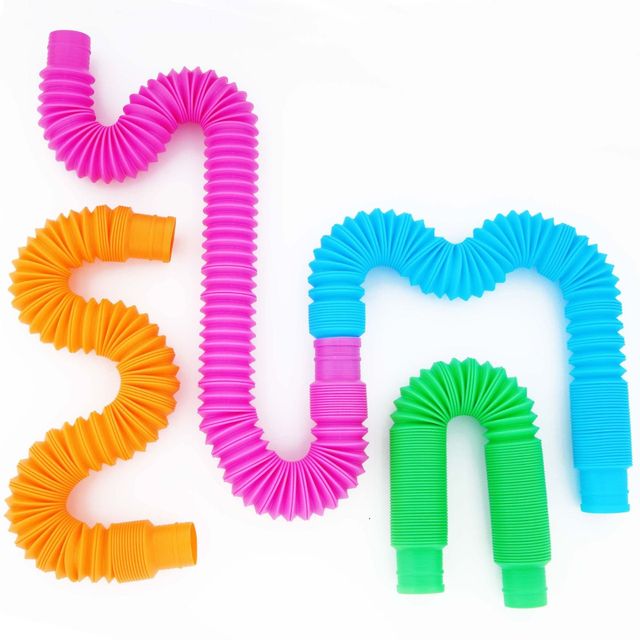 Zabawka do zgniatania - 5 kolorowych plastikowych rurek cewek magicznych, składane, edukacyjne Fidget Toy - Wianko - 8