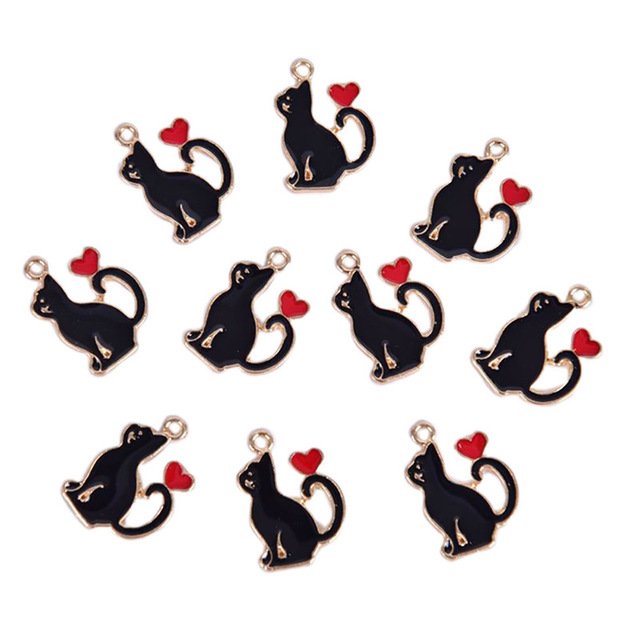 10 sztuk emaliowanych kotów z uroczymi charmami DIY - bransoletki, naszyjniki, wisiorki - do tworzenia modneju biżuterii - Wianko - 5