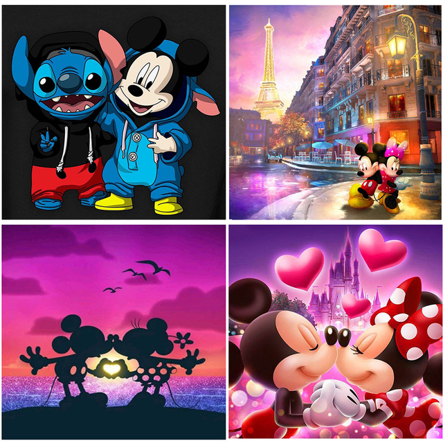 Obraz na płótnie Disney z myszką Mickey i Minnie ścieg - plakat zdobionej kaligrafią do wystrój pokoju - Wianko - 4