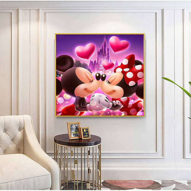 Obraz na płótnie Disney z myszką Mickey i Minnie ścieg - plakat zdobionej kaligrafią do wystrój pokoju - Wianko - 6