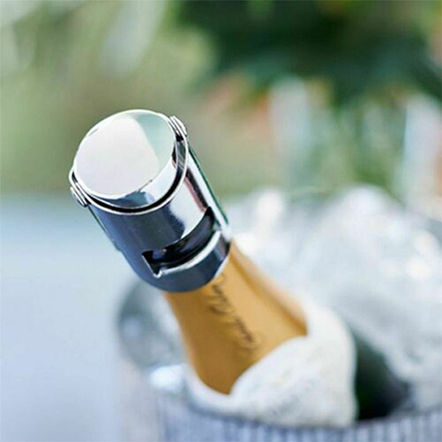 Korek do szampana podwójny przycisk z korka ze stali nierdzewnej idealny do butelek typu Bubble Fizzy 15-20mm do domu i barów - Wianko - 1