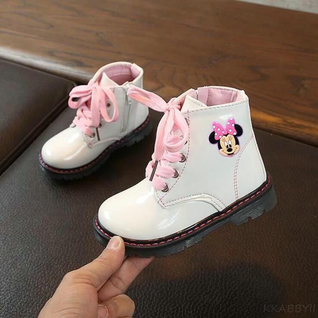 Buty jesienne/zimowe dla dzieci Mickey Kids - moda skórzane, antypoślizgowe, krótkie buty, idealne na śnieg, sportowe Sneakers dla dziewcząt i chłopców - Wianko - 5