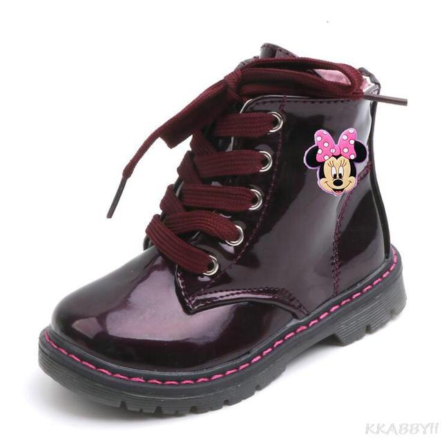Buty jesienne/zimowe dla dzieci Mickey Kids - moda skórzane, antypoślizgowe, krótkie buty, idealne na śnieg, sportowe Sneakers dla dziewcząt i chłopców - Wianko - 7