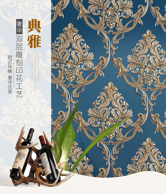 Dekoracyjne tapety 3D damasceńskie płaskorzeźbione - sypialnia, salon (tapeta włókninowa) - Wianko - 2