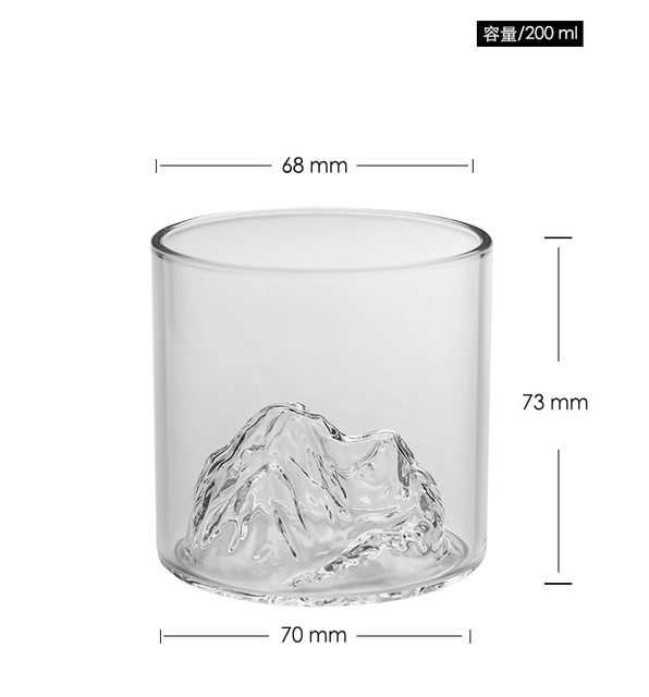 Whisky górski kieliszek Japonia 3D w szklanym pudełku na prezent – lodowiec, staroświeckie okulary do whisky - Wianko - 3