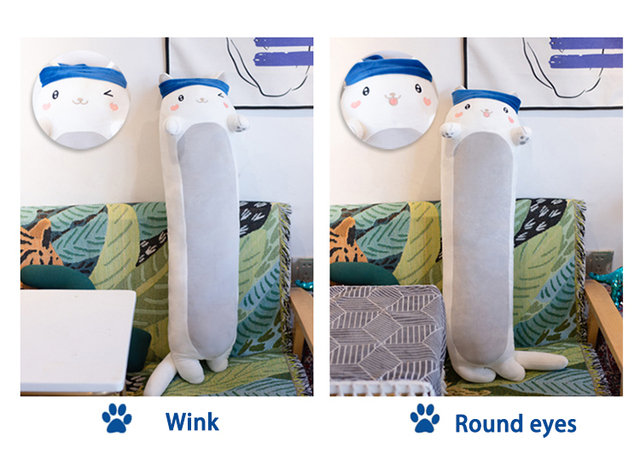 90cm pluszowa poduszka w kształcie japońskiego Ramen dla kota - długi rozmiar, uroczy kreskówkowy kot, idealny do przytulania na sofę lub łóżko - Home Decor - Wianko - 4
