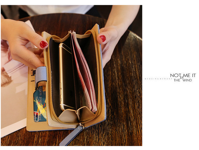 Damski portfel z długim zamkiem wykonany z PU, z wydrążonymi złotymi liśćmi, woreczkiem na monety i miejscem na karty - kolor czarny - Wianko - 26