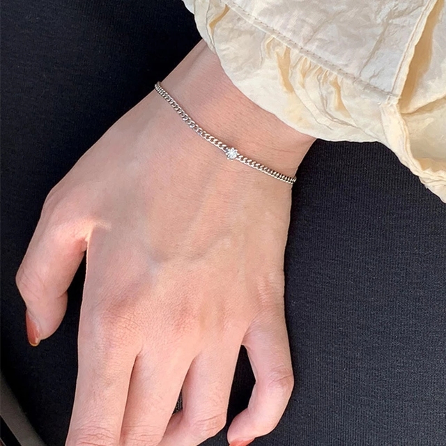 Klasyczna bransoletka łańcuszkowa z biżuterią 925 srebro dla kobiet, idealna na prezent urodzinowy - Wianko - 3