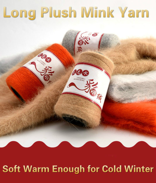 Przędza długi pluszowy norek 135g Premium, wyjątkowo miękka i ciepła na mroźną zimę do swetrów i dzianin - kapelusz, szalik - Wianko - 1