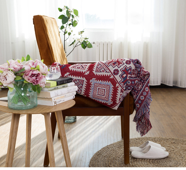 Koc na sofę w stylu Retro w europejskim stylu - tkanina dywanowa, ciepła, dekoracyjna poduszka na sofę - Wianko - 26