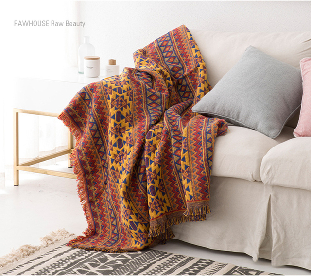 Koc na sofę w stylu Retro w europejskim stylu - tkanina dywanowa, ciepła, dekoracyjna poduszka na sofę - Wianko - 44