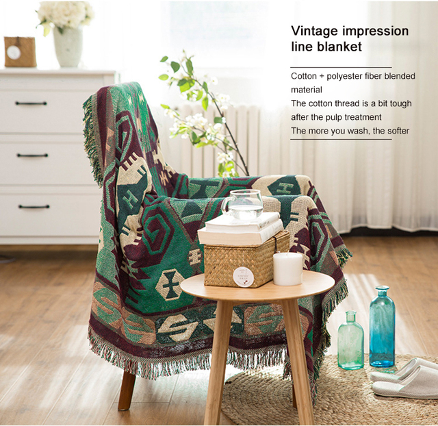 Koc na sofę w stylu Retro w europejskim stylu - tkanina dywanowa, ciepła, dekoracyjna poduszka na sofę - Wianko - 40