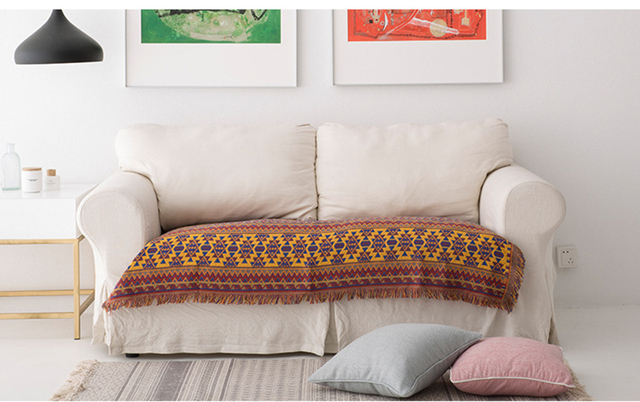 Koc na sofę w stylu Retro w europejskim stylu - tkanina dywanowa, ciepła, dekoracyjna poduszka na sofę - Wianko - 49