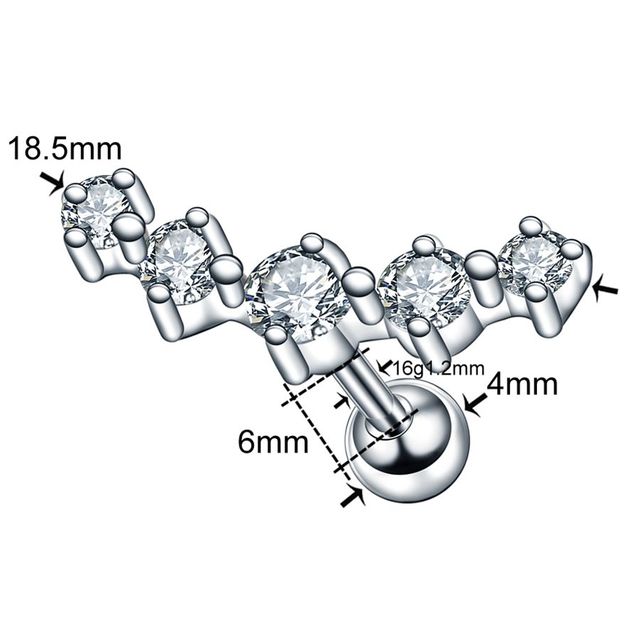 Kolczyk do ucha Helix ze stali chirurgicznej z kryształem opalowym w kształcie kwiatu Orelha Tragus 16G - Wianko - 6