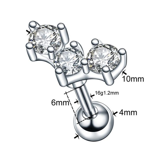 Kolczyk do ucha Helix ze stali chirurgicznej z kryształem opalowym w kształcie kwiatu Orelha Tragus 16G - Wianko - 4