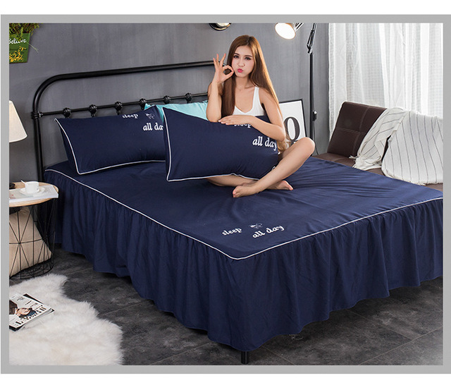 Narzuta z falbanką na ramę łóżka Queen Solid, rozmiar queen, miękka i oddychająca, w kolorze jednolitym, idealna do dekoracji sypialni - Wianko - 18
