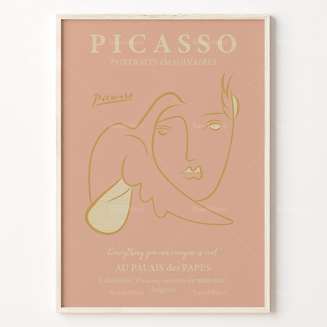 Obraz drukowany na płótnie z muzeum wystawowego Pablo Picasso i paleta kolorów Yayoi Kusamy | Duński Pastel | Prosecco | Margarita | Szampan - Wianko - 5