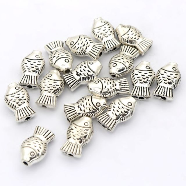 30 sztuk mieszane srebrne małe grube ryby metalowe koraliki tybetańskie do tworzenia biżuterii DIY - Wianko - 7