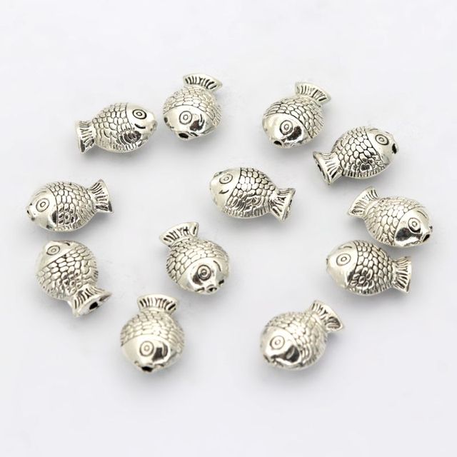 30 sztuk mieszane srebrne małe grube ryby metalowe koraliki tybetańskie do tworzenia biżuterii DIY - Wianko - 5