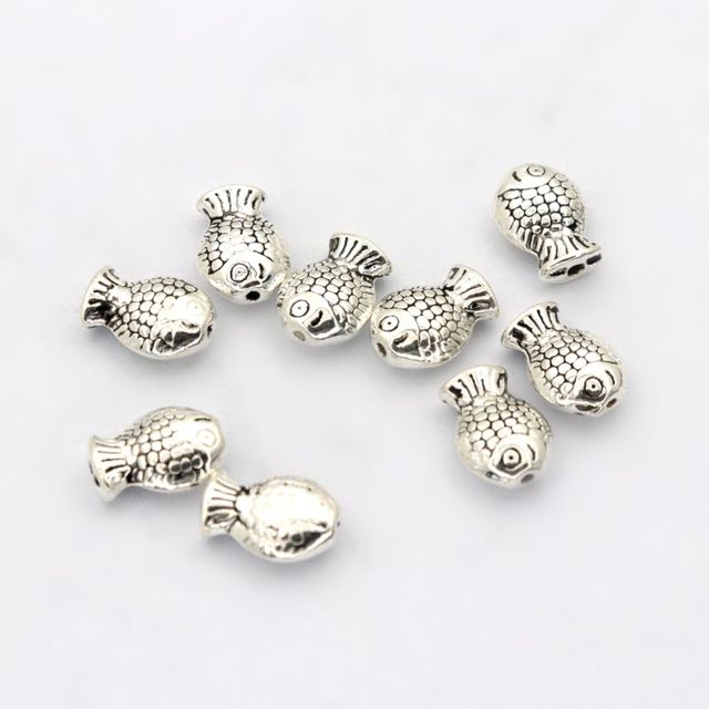 30 sztuk mieszane srebrne małe grube ryby metalowe koraliki tybetańskie do tworzenia biżuterii DIY - Wianko - 3