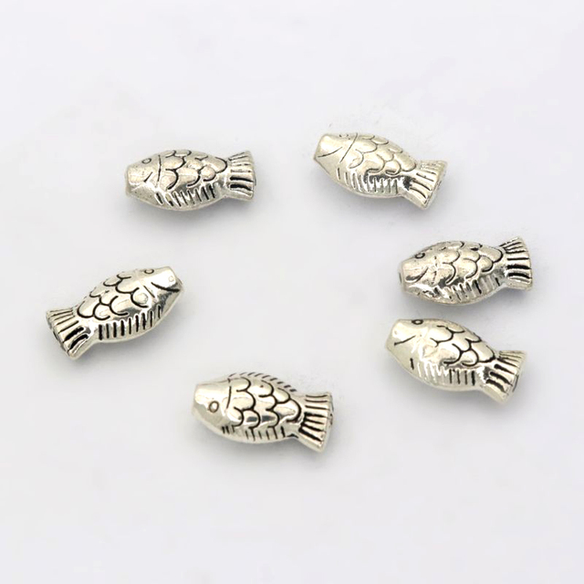 30 sztuk mieszane srebrne małe grube ryby metalowe koraliki tybetańskie do tworzenia biżuterii DIY - Wianko - 13