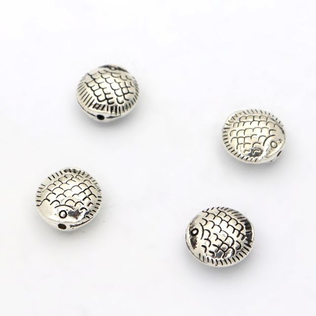 30 sztuk mieszane srebrne małe grube ryby metalowe koraliki tybetańskie do tworzenia biżuterii DIY - Wianko - 9