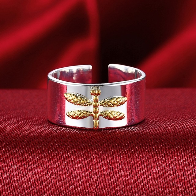 Pierścień regulowany z motywem Dragonfly 925 Sterling Silver - nowość 2019, prezenty urodzinowe dla kobiet i mężczyzn - Wianko - 15