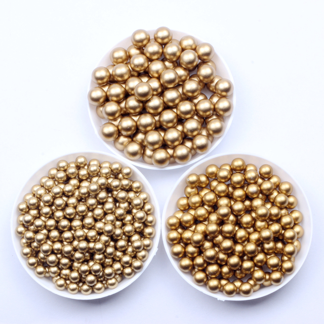 Klasyczne matowe złoto srebrne kule - żywiczne perły, bez otworu, imitacje dżetów do rzemieślniczych dekoracji (5 6 8mm) - Wianko - 2