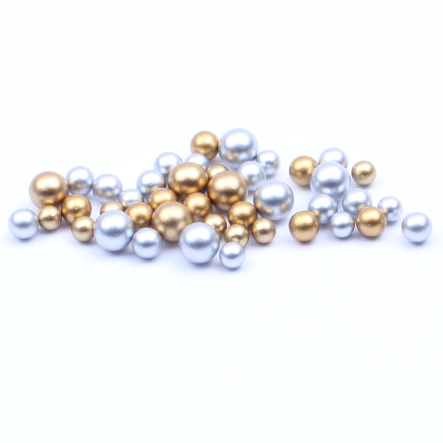 Klasyczne matowe złoto srebrne kule - żywiczne perły, bez otworu, imitacje dżetów do rzemieślniczych dekoracji (5 6 8mm) - Wianko - 3