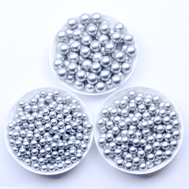 Klasyczne matowe złoto srebrne kule - żywiczne perły, bez otworu, imitacje dżetów do rzemieślniczych dekoracji (5 6 8mm) - Wianko - 1