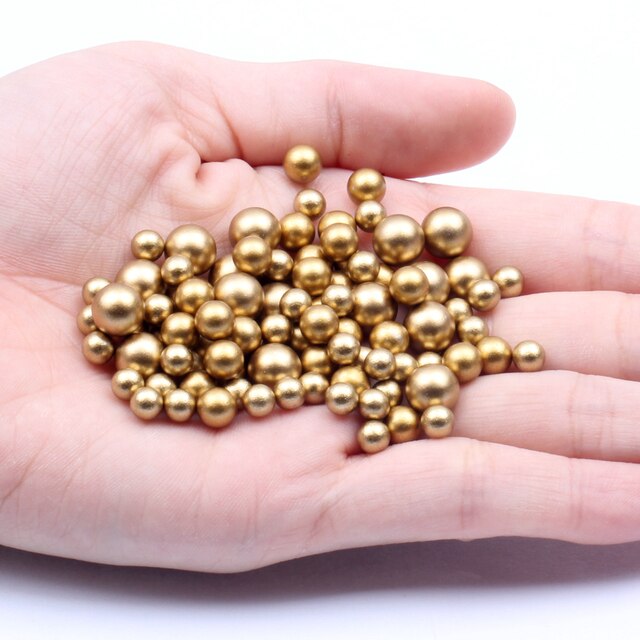Klasyczne matowe złoto srebrne kule - żywiczne perły, bez otworu, imitacje dżetów do rzemieślniczych dekoracji (5 6 8mm) - Wianko - 5