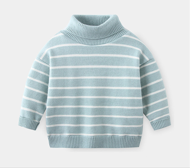 Sweter z golfem dla chłopców w paski z aksamitu - dzieci 2-10 lat - Wianko - 7