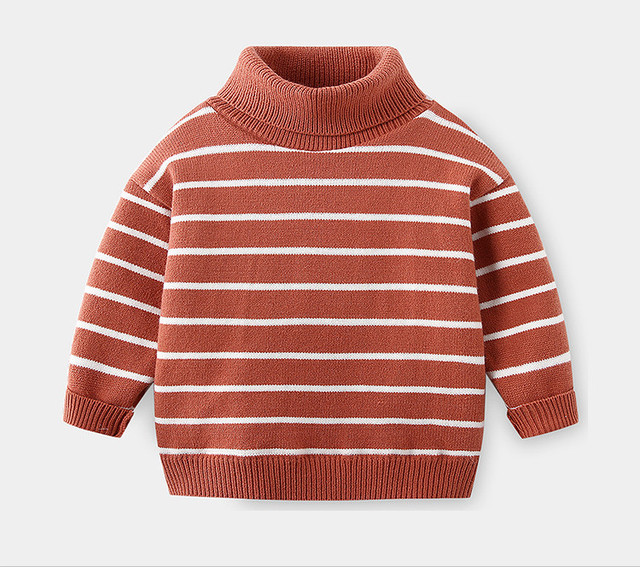 Sweter z golfem dla chłopców w paski z aksamitu - dzieci 2-10 lat - Wianko - 10