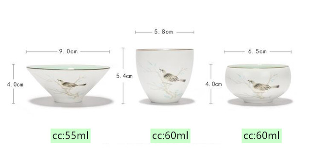 Zestaw 2 ręcznie malowanych chińskich filiżanek do herbaty, ceramiczne, Oolong, mistrzowska jakość, małe naczynia do herbaty - Wianko - 2