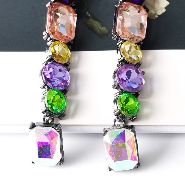 Kolczyki wiszące rhinestone z długim tassel i kolorowymi kryształami - Wianko - 18
