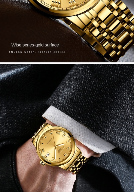 Męski zegarek automatyczny marki FNGEEN z kalendarzem, wodoodporny, biznesowy zegarek mężczyzny - Hollow - Wianko - 16