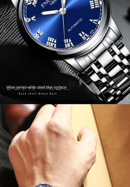 Męski zegarek automatyczny marki FNGEEN z kalendarzem, wodoodporny, biznesowy zegarek mężczyzny - Hollow - Wianko - 14