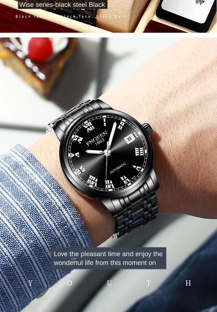 Męski zegarek automatyczny marki FNGEEN z kalendarzem, wodoodporny, biznesowy zegarek mężczyzny - Hollow - Wianko - 18