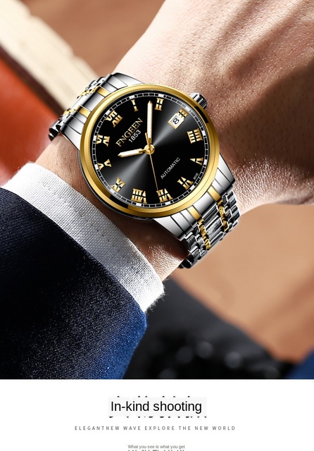 Męski zegarek automatyczny marki FNGEEN z kalendarzem, wodoodporny, biznesowy zegarek mężczyzny - Hollow - Wianko - 7